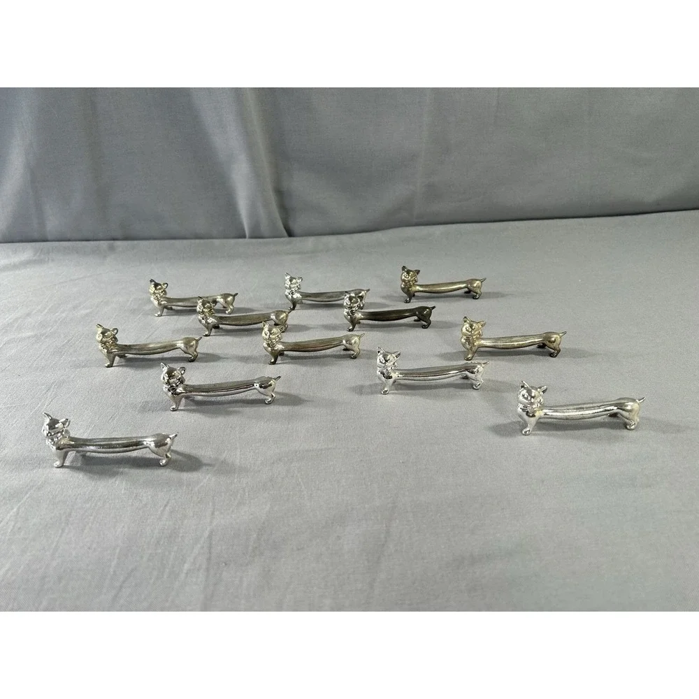 vintage silver-plated cat-shaped knife rests lot 12 Holiday Whimsical Art Deco